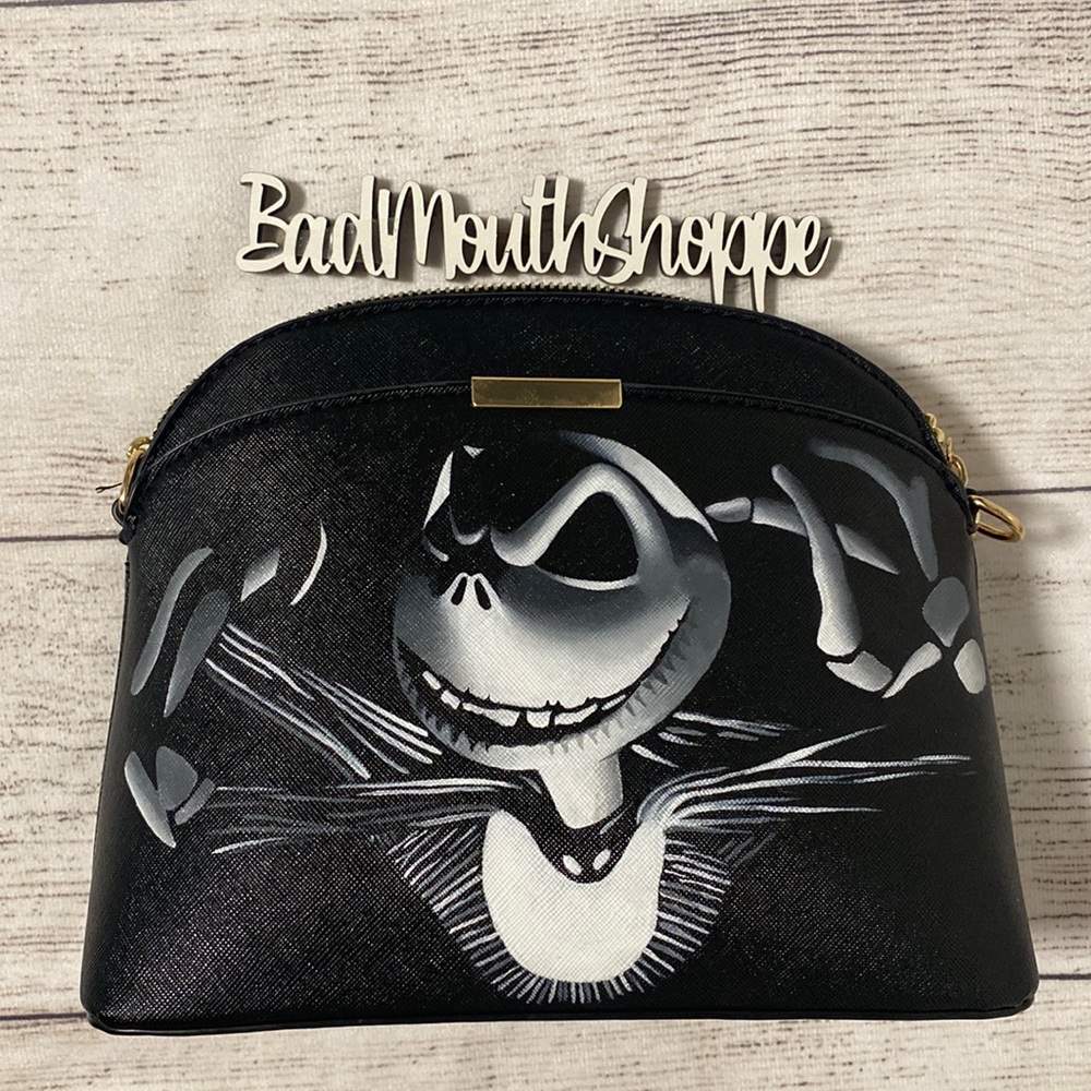 *Cup of Horrors Hand Painted NBC Pumpkin King Jack Skellington Halloween Purse